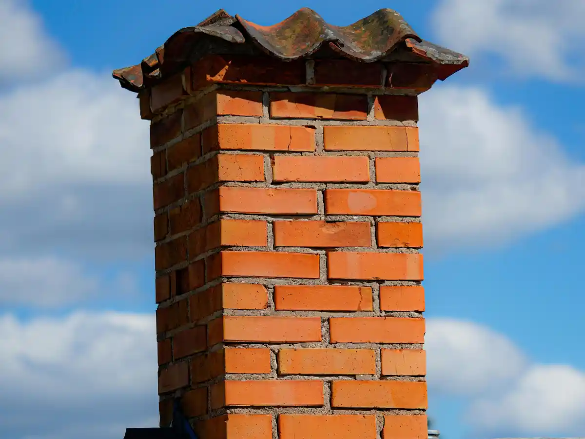 Masonry chimney on a pitched roof