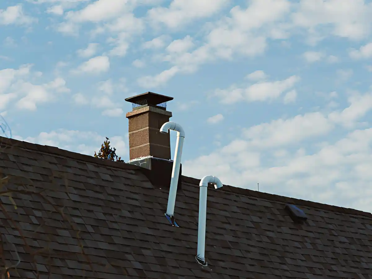 Two-flue chimney on a home