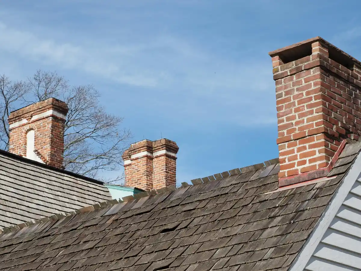 Masonry chimney on a pitched roof