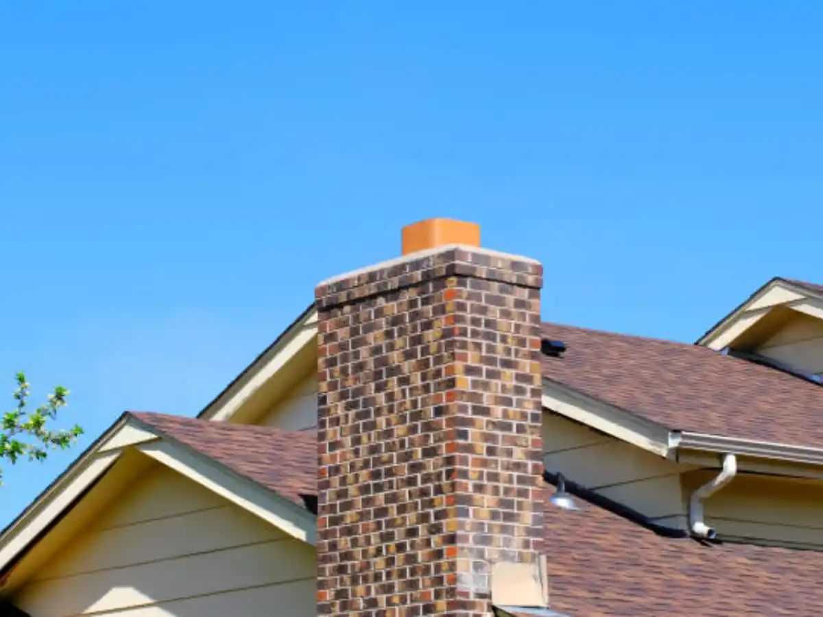 Stone chimney with a metal cap
