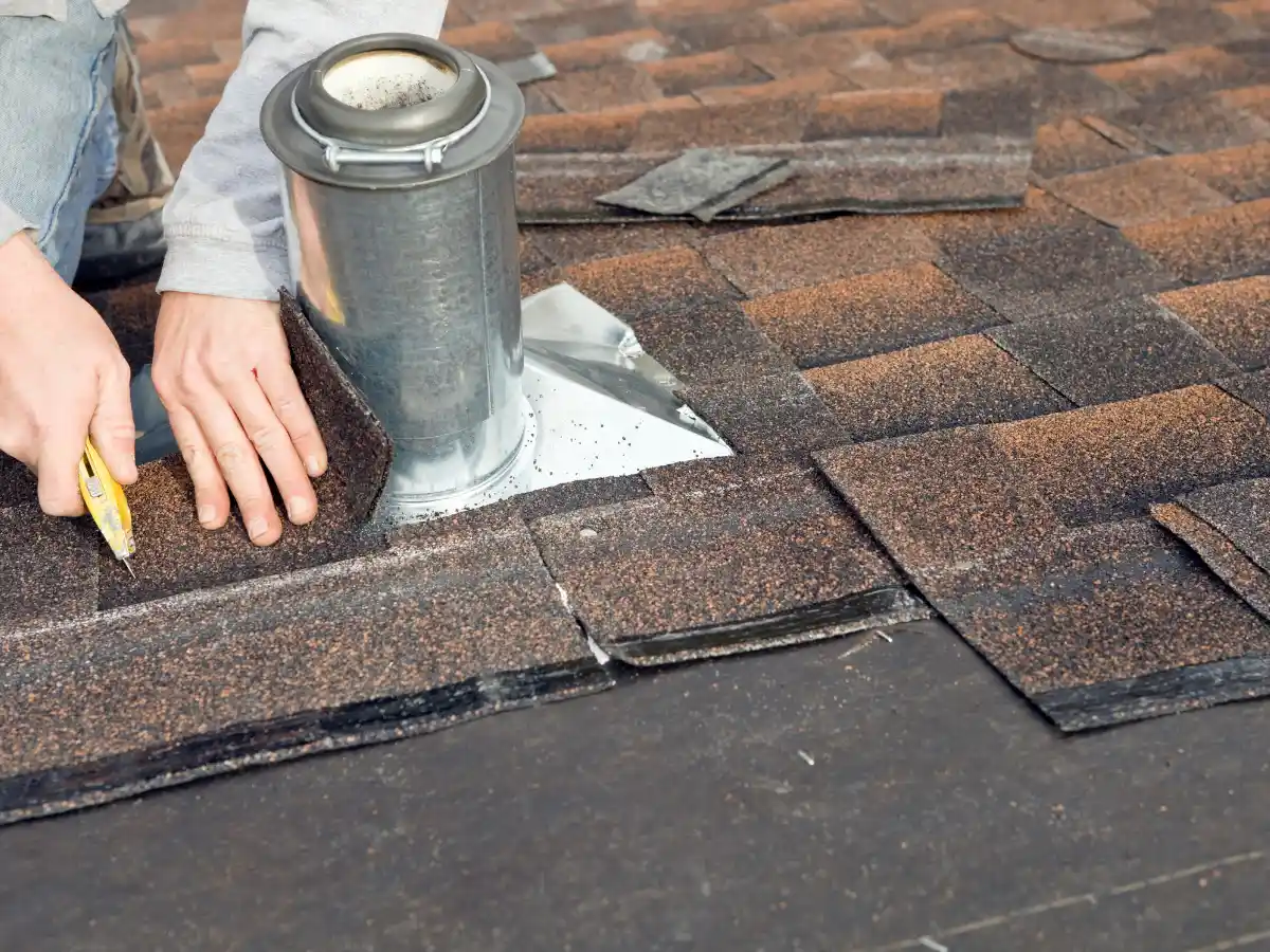 Roof flashing around a chimney base