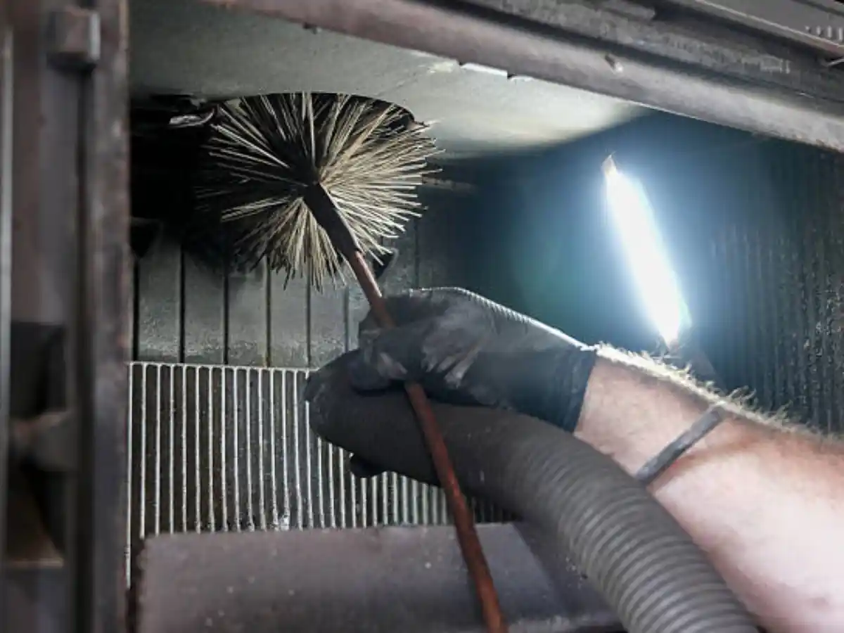 Inspection light aimed up a flue