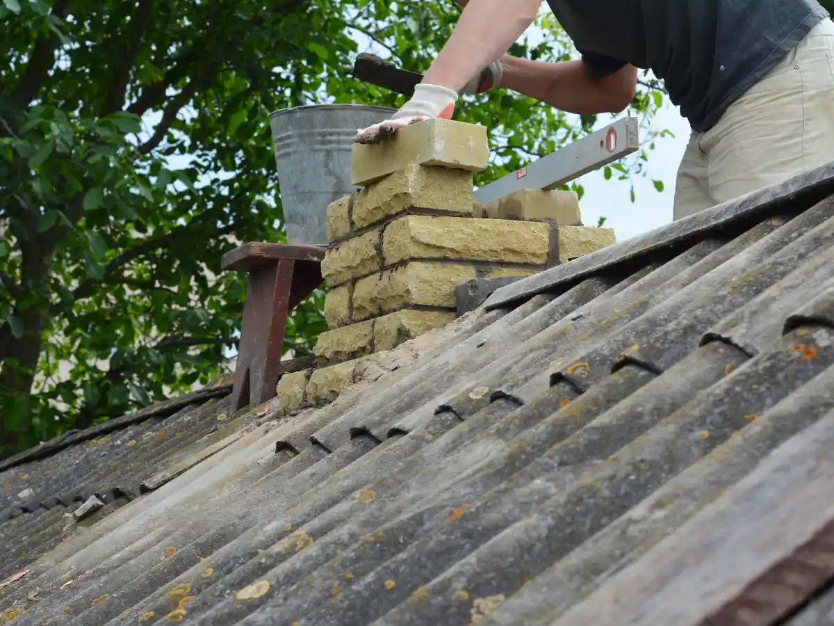Laying new brick on a chimney