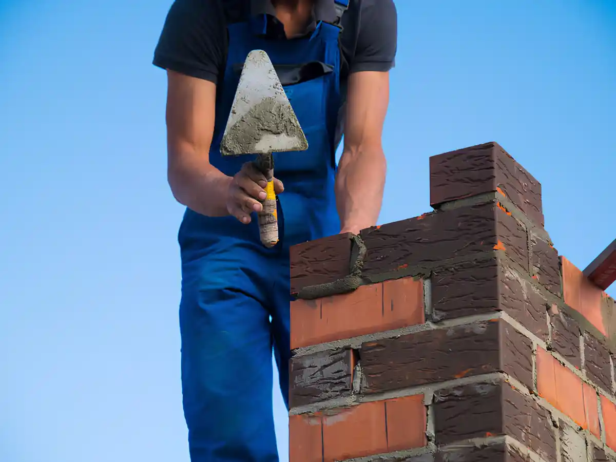 Laying new brick on a chimney