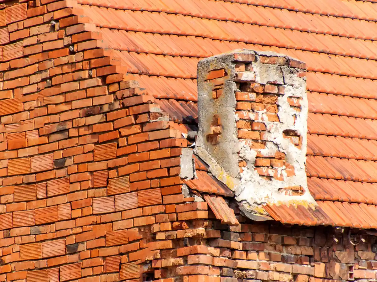Trowel work on chimney masonry