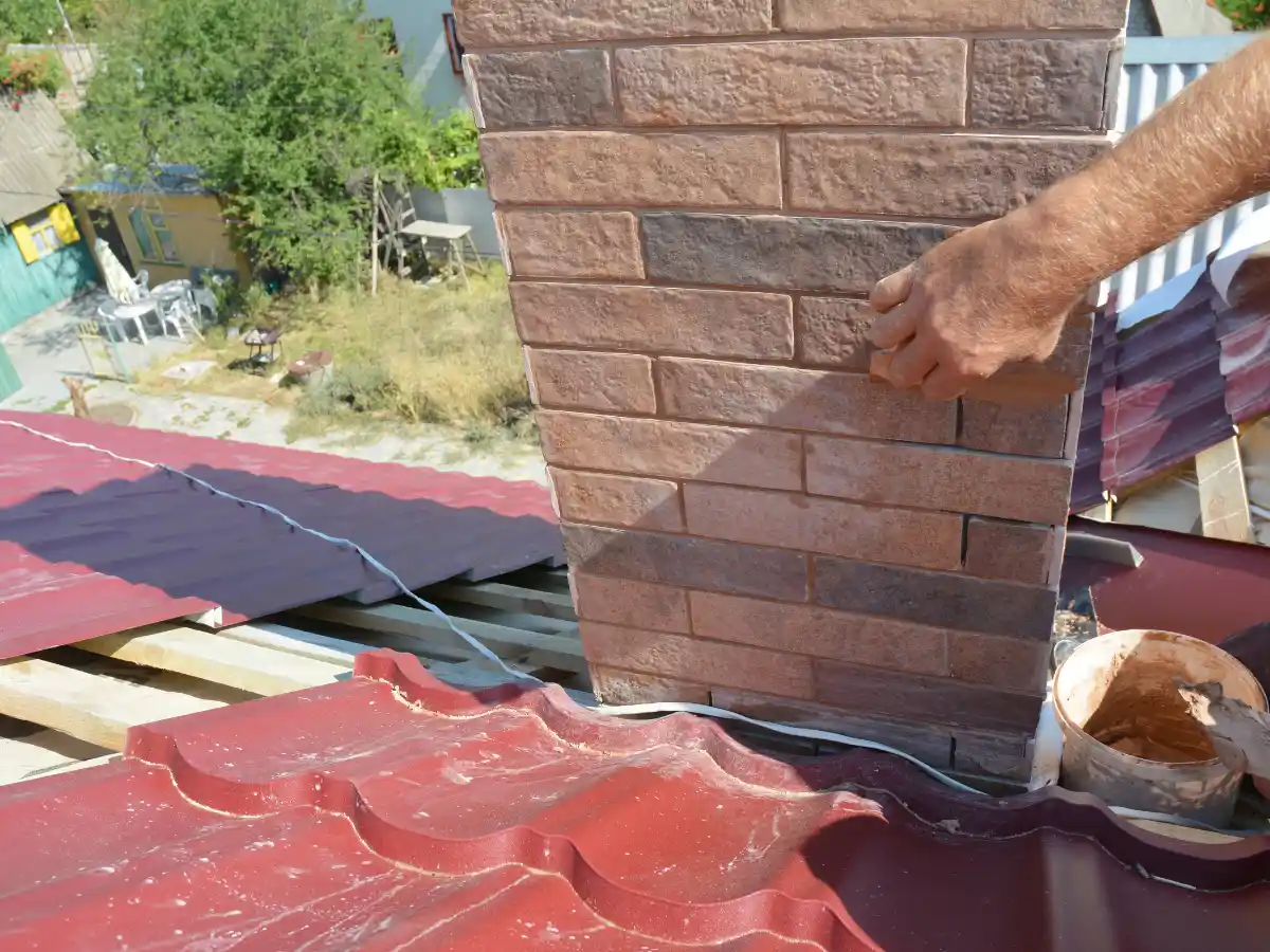 Repointing mortar joints on a stack