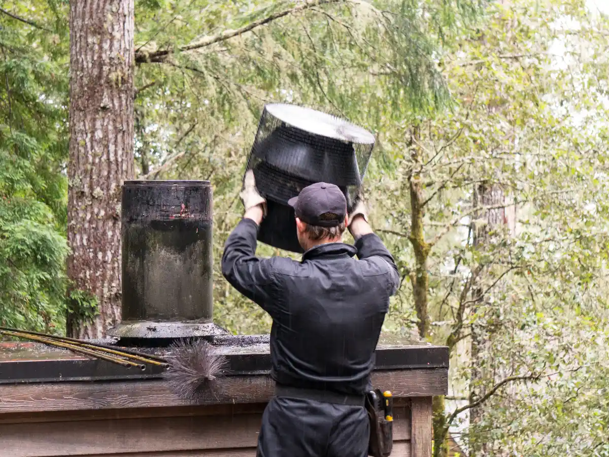 Clearing soot from a chimney flue