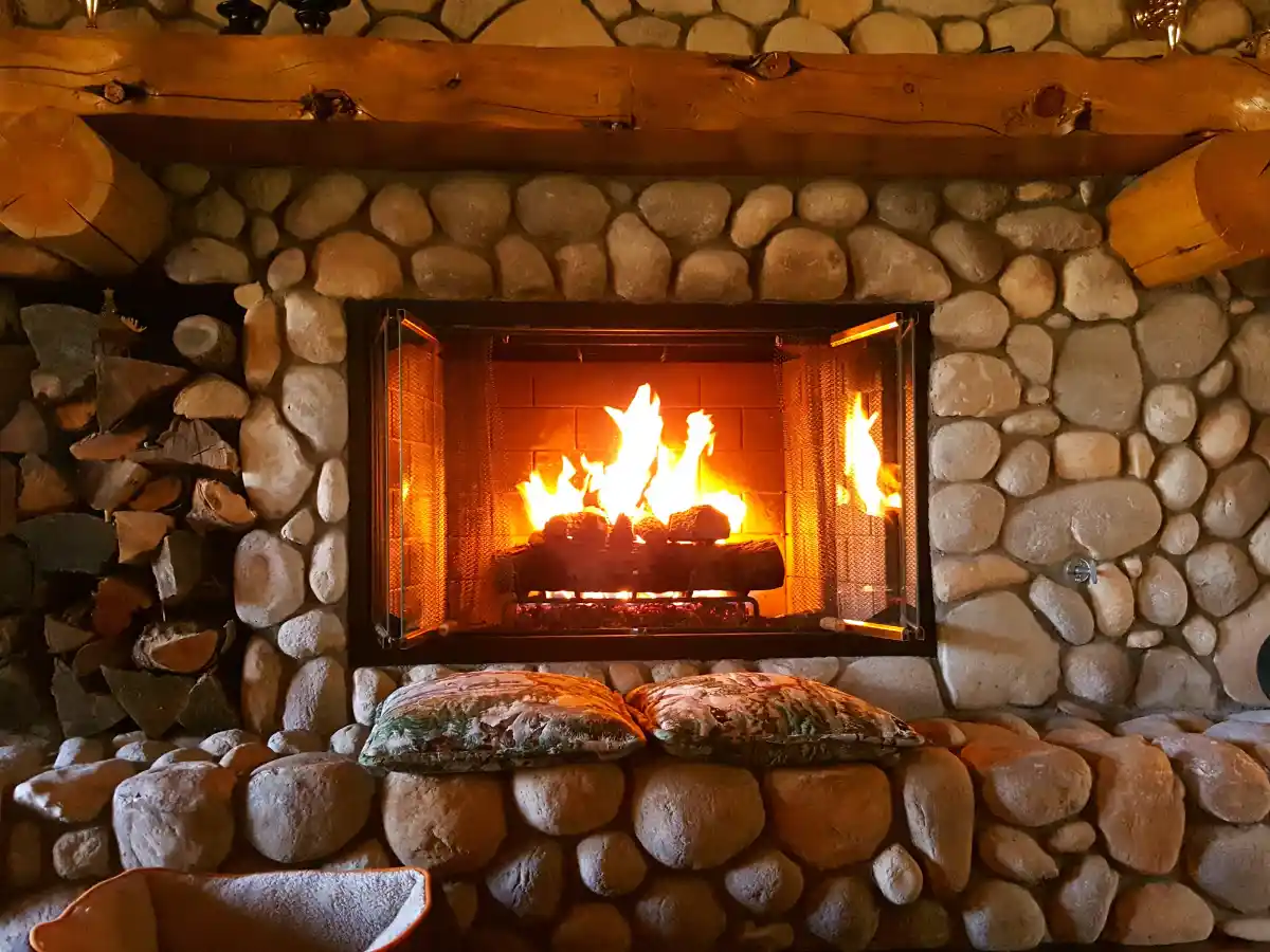 Gas fireplace being checked