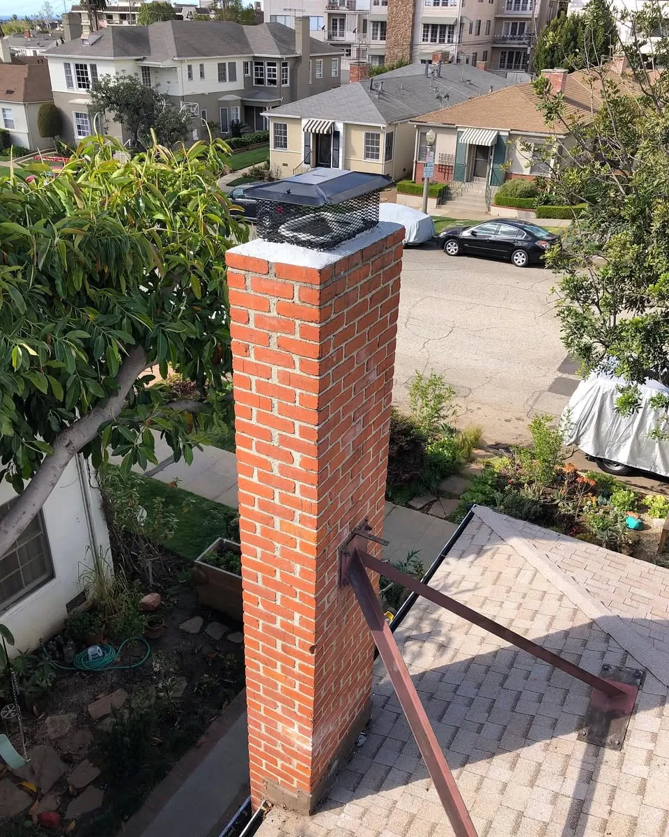 Two-flue chimney on a home